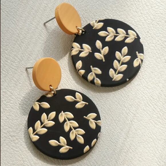 Embossed Circle Drop Earrings - Picture 1 of 1